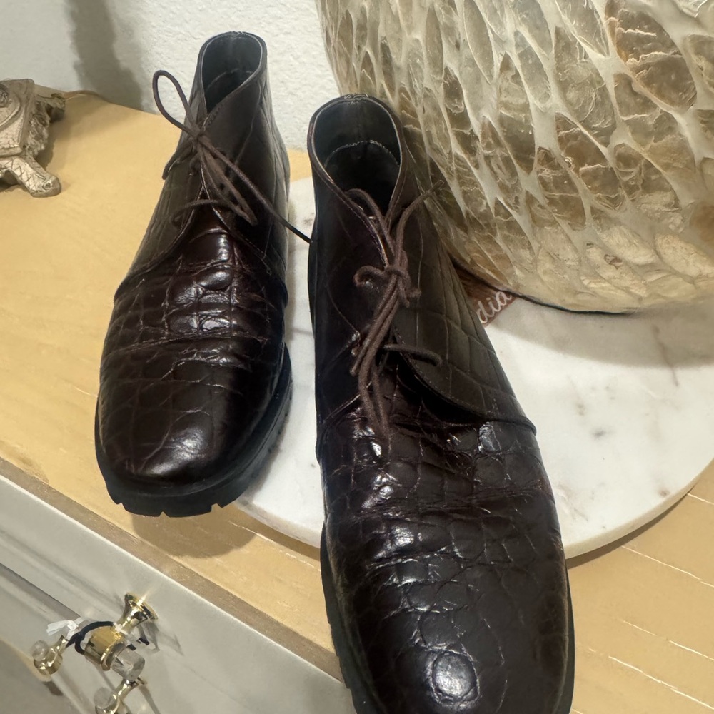 Talbots Dark Brown Crocodile Pattern Oxfords - image 3